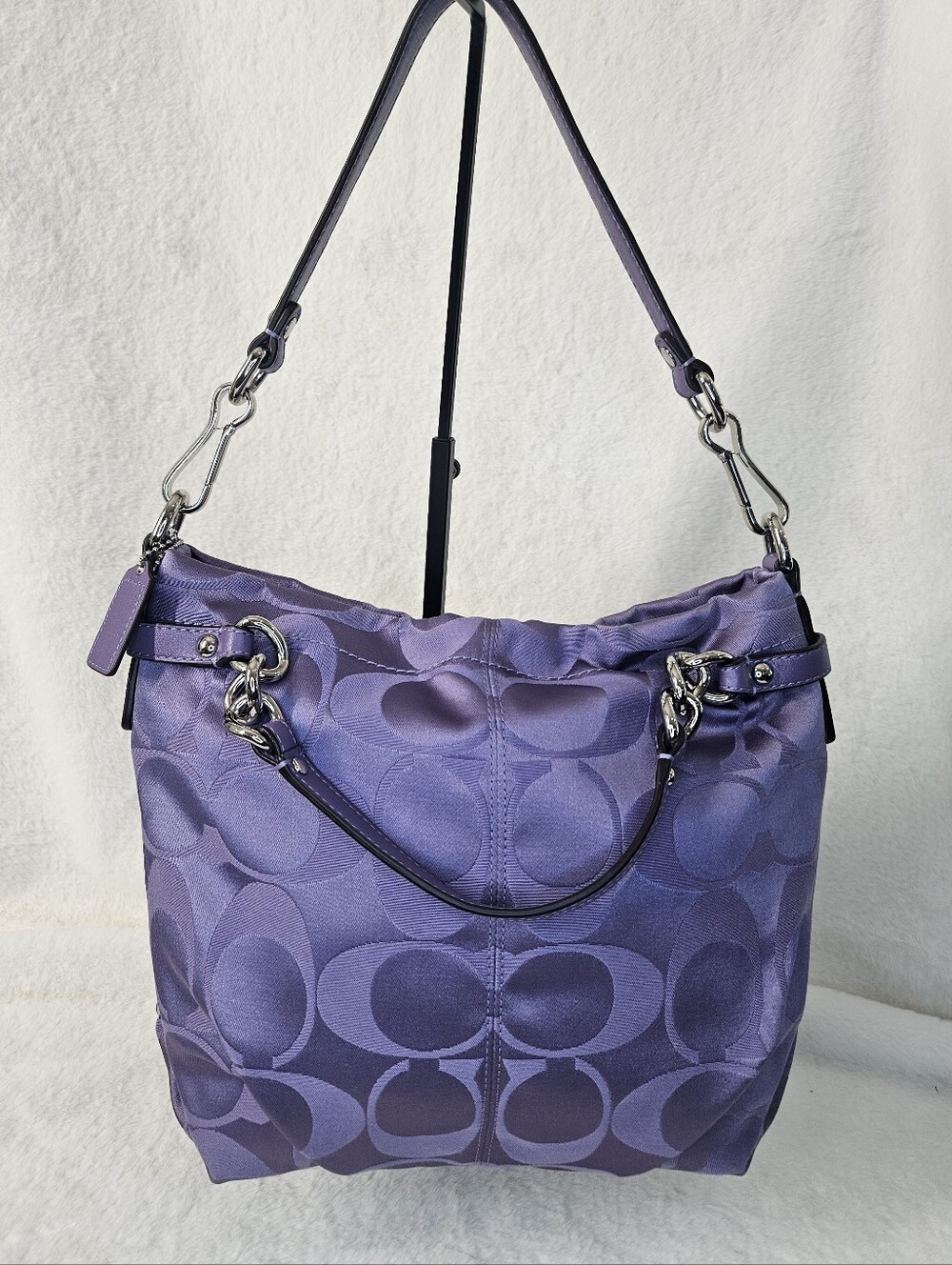 Coach Purple Signature Jacquard Shoulder Hobo 2011